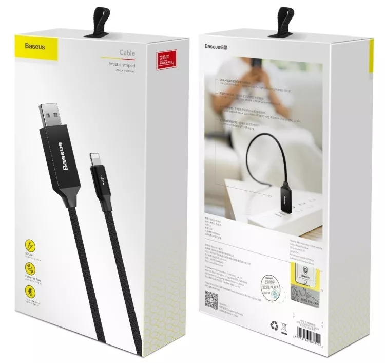 Кабель Baseus USB-A - Lightning 10w 5м cable Black (CALYW-M01) - фото 4