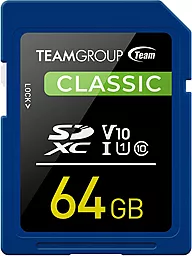 Карта памяти Team Classic SDXC 64GB UHS-I Class 10 (TSDXC64GIV1001)