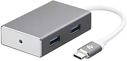 USB Type-C хаб (концентратор) 2E 2E-W1407 Type-C 4xUSB 3.0, 0.20m Silver