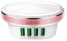 Сетевое зарядное устройство LDNio A4406 22w 4xUSB-А ports charger white