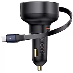 Автомобильное зарядное устройство Baseus Enjoyment Pro 60w USB-C ports car charger + retractable Type-C cable black (C00057802111-01)