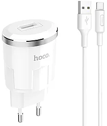 Сетевое зарядное устройство Hoco C37A 2.4a home charger + USB-C cable white - фото Сетевое зарядное устройство Hoco C37A 2.4a home charger + USB-C cable white
