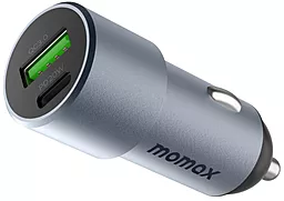 Автомобильное зарядное устройство Momax 38w PD USB-C/USB-A ports car charger grey (UC15E) - миниатюра 2