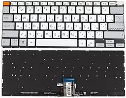 Клавиатура для ноутбука Asus X3400, X7400 series с подсветкой клавиш без рамки Original Silver