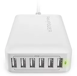 Сетевое зарядное устройство RavPower 60W 12A 6-Port USB Desktop Charging Station with iSmart Technology White (RP-PC028 / RP-PC028WH) - миниатюра 4