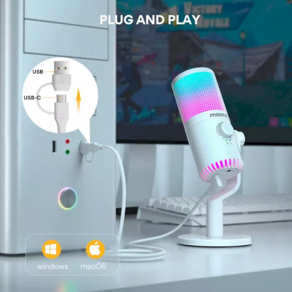 Микрофон Maono DM30 RGB White - фото 6