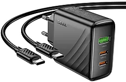Мережевий зарядний пристрій Hoco CS26A 45w GaN PD/QC 2xUSB-C/USB-A ports fast charger + USB-C to USB-C cable black - фото Мережевий зарядний пристрій Hoco CS26A 45w GaN PD/QC 2xUSB-C/USB-A ports fast charger + USB-C to USB-C cable black