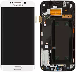 Дисплей Samsung Galaxy S6 Edge G925 з тачскріном і рамкою, сервісний оригінал, White