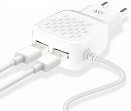 Сетевое зарядное устройство XO L51 2.1a 2xUSB-A ports charger + micro USB cable white - фото Сетевое зарядное устройство XO L51 2.1a 2xUSB-A ports charger + micro USB cable white