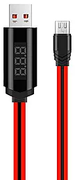 Кабель USB Hoco U29 LED Displayed Timing micro USB Cable Red