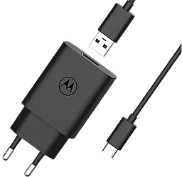 Мережевий зарядний пристрій Motorola Original 20w GaN PD USB–С fast charger + USB-C to cable black (SJMC202) - фото Мережевий зарядний пристрій Motorola Original 20w GaN PD USB–С fast charger + USB-C to cable black (SJMC202)