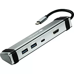 Мультипортовый USB Type-C хаб (концентратор) Canyon USB-C -> Type-C PD + 2*USB3.0 + HDMI 4K/30fps (CNS-TDS03DG)