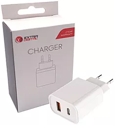Сетевое зарядное устройство PowerPlant ExtraDigital USB C+A PD/QC3.0 20W White - миниатюра 2