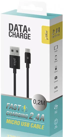 Кабель Piko USB-A - micro USB 12w 2.4a 0.2м сable Black (CB-UM10) - фото 2