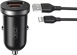 Автомобильное зарядное устройство XO CC56 30w PD USB-C/USB-A ports car charger + Lightning cable black - фото Автомобильное зарядное устройство XO CC56 30w PD USB-C/USB-A ports car charger + Lightning cable black