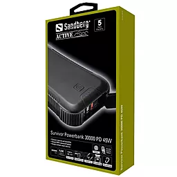 Повербанк Sandberg 30000mAh PD/45W QC/3.0 USB-C, USB-A*3 8 LED flashlight (420-48) Black - миниатюра 2