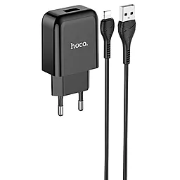 Мережевий зарядний пристрій Hoco N2 Vigour + Lightning Cable Black