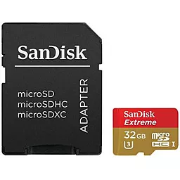 Карта пам'яті SanDisk microSDHC 32GB Extreme Class 10 UHS-I U3 + SD-адаптер (SDSQXNE-032G-GN6MA) - фото Карта пам'яті SanDisk microSDHC 32GB Extreme Class 10 UHS-I U3 + SD-адаптер (SDSQXNE-032G-GN6MA)