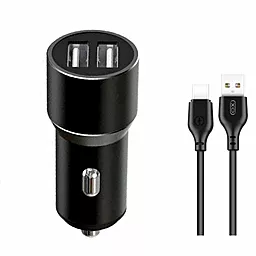 Автомобильное зарядное устройство XO TZ09 2.4a 2xUSB-A ports car charger + USB-C cable black