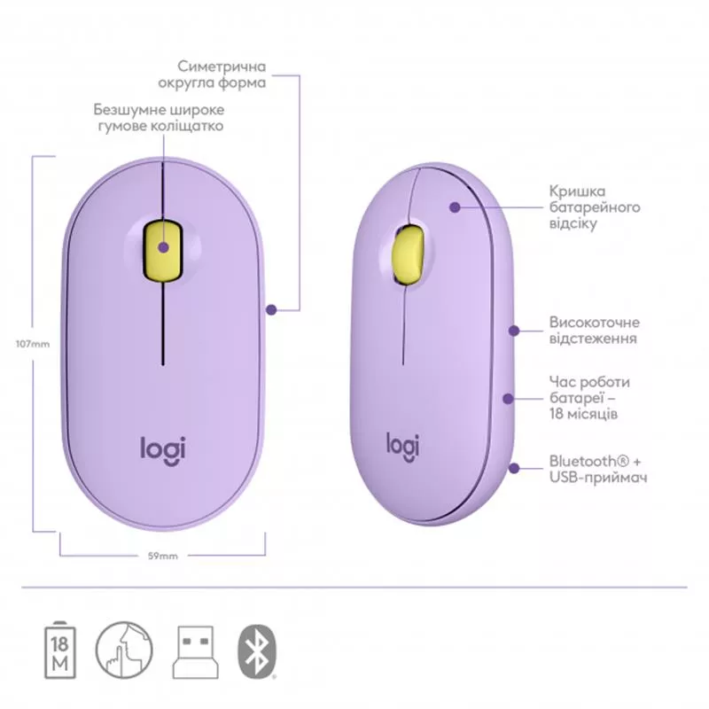 Компьютерная мышка Logitech Pebble M350 (910-006752) - фото 7