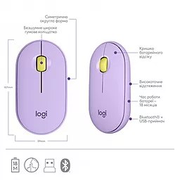 Компьютерная мышка Logitech Pebble M350 (910-006752) - миниатюра 7 Компьютерная мышка Logitech Pebble M350 (910-006752) - миниатюра 7