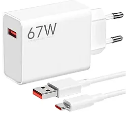 Мережевий зарядний пристрій Xiaomi Original HyperCharge 67w QC4.0 USB-A fast charger + USB-C cable white (BHR9465EU) - фото Мережевий зарядний пристрій Xiaomi Original HyperCharge 67w QC4.0 USB-A fast charger + USB-C cable white (BHR9465EU)