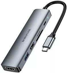 Мультипортовый USB Type-C хаб Borofone 6-in-1 gray
