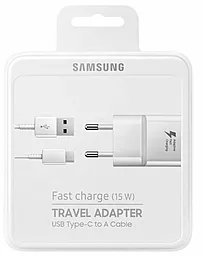 Мережевий зарядний пристрій з швидкою зарядкою Samsung 2A + Type-C Cable (Fast Charging) White (EP-TA200) - мініатюра 5