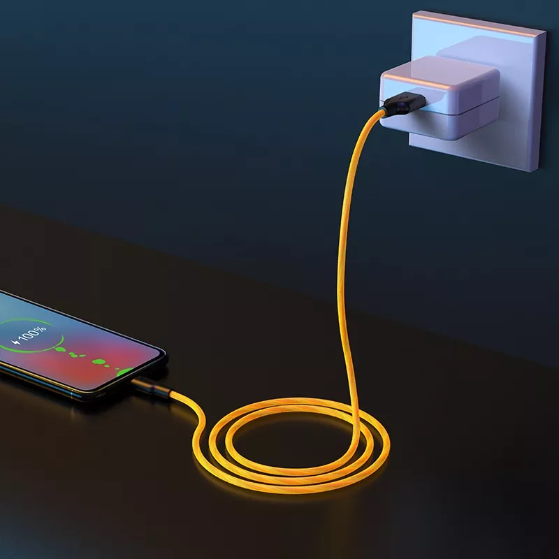 Кабель Hoco x21 Plus Fluorescent USB-A - micro USB 12w 2.4a 1м cable Black/Yellow - фото 3