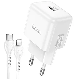Сетевое зарядное устройство Hoco N32 30w PD USB-C fast charger + USB-C to Lightning cable white