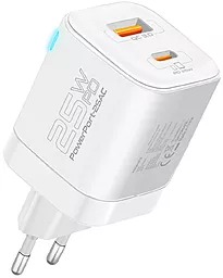 Сетевое зарядное устройство Promate PowerPort-25AC 25w USB-C/USB-A ports charger white - фото Сетевое зарядное устройство Promate PowerPort-25AC 25w USB-C/USB-A ports charger white