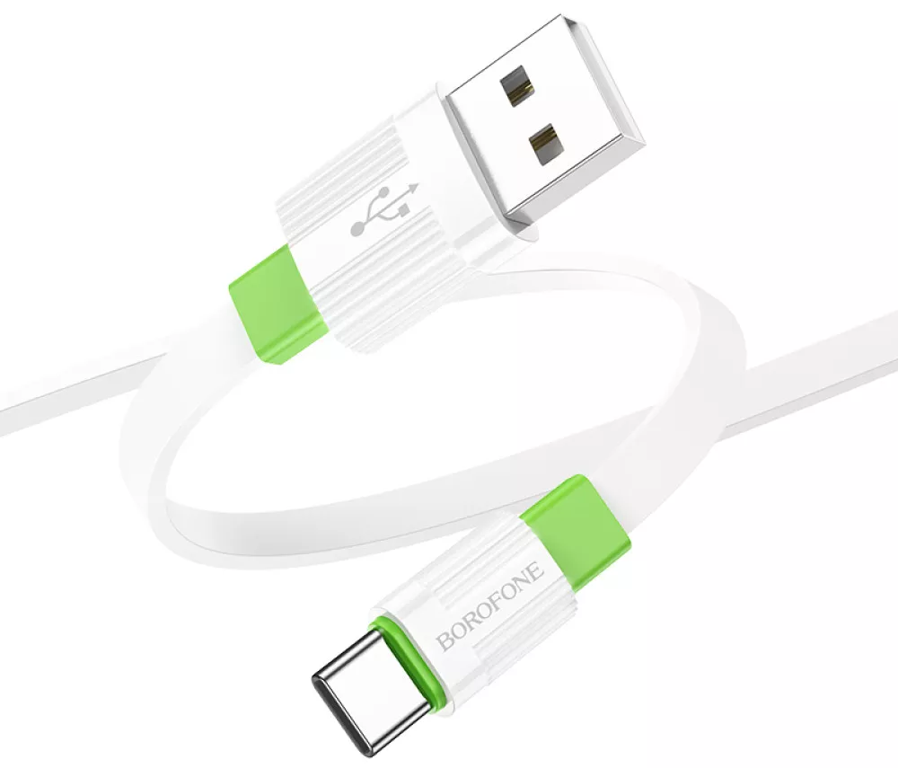 Кабель Borofone BX89 Union USB-A - Type-C 15w 3a 1м cable White/Green - фото 2