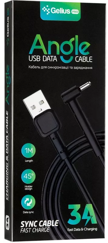Кабель Gelius Pro Angle USB-A - micro USB 12w 2.4a 1м cable White - фото 3