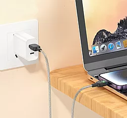 Кабель USB Hoco U124 Stone silicone intelligent power-off  12w 2.4a 1.2m Lightning cable black - миниатюра 6
