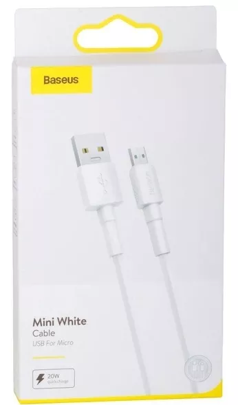 Кабель Baseus Mini USB-A - micro USB 20w 4a 1м cable White (CAMSW-D) - фото 5