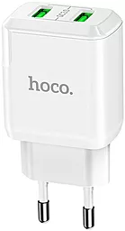 Сетевое зарядное устройство с быстрой зарядкой Hoco N6 18w QC3.0 2xUSB-A ports charger white