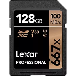 Карта памяти Lexar SDXC 128GB Professional 667x Class 10 UHS-I U3 V30 (LSD128B667)