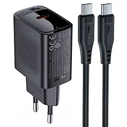 Сетевое зарядное устройство AceFast A82 20w GaN PD USB-C fast charger + USB-C to USB-C cable black - фото Сетевое зарядное устройство AceFast A82 20w GaN PD USB-C fast charger + USB-C to USB-C cable black