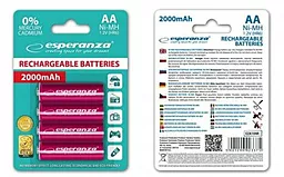 Акумулятор Esperanza AA / R6 Ni-MH 2000mAh (EZA104R) 4шт Red 1.2 V - мініатюра 2