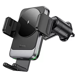 Тримач з бездротовою зарядкою Hoco HW13 Speed wireless fast charging (air outlet) Metal Gray