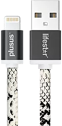 Кабель PlusUs LifeStar USB-A - Lightning 12w 2.4a 1м cable Snake Bite (LST2004100) - фото Кабель PlusUs LifeStar USB-A - Lightning 12w 2.4a 1м cable Snake Bite (LST2004100)