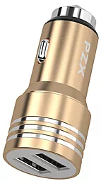 Автомобильное зарядное устройство PZX C906 17w 2xUSB-A ports car charger gold
