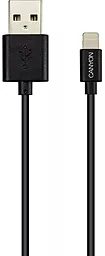 Кабель Canyon USB-A - Lightning 12w 2.4a 1м cable Black (CNS-MFICAB01B) - фото Кабель Canyon USB-A - Lightning 12w 2.4a 1м cable Black (CNS-MFICAB01B)