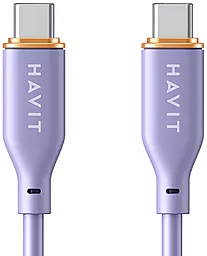 Кабель Havit HV-CB603 USB Type-C - Type-C 60w 3a 1.2м PD cable Violet - фото Кабель Havit HV-CB603 USB Type-C - Type-C 60w 3a 1.2м PD cable Violet