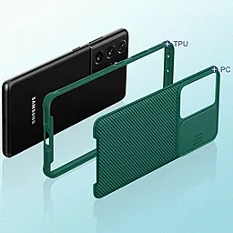 Чехол Nillkin Camshield (шторка на камеру) для Samsung Galaxy S21 Ultra Зеленый / Dark Green - миниатюра 5