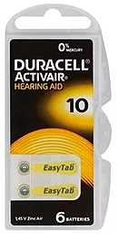 Батарейки Duracell Activair 10 PR70 Carbon-Zinc BL 6шт.