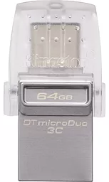Флешка Kingston DT Micro 64GB USB 3.1+Type-C (DTDUO3C/64GB) Metal Silver