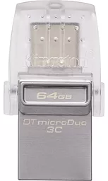 Флешка Kingston DT Micro 64GB USB 3.1+Type-C (DTDUO3C/64GB) Metal Silver - фото Флешка Kingston DT Micro 64GB USB 3.1+Type-C (DTDUO3C/64GB) Metal Silver