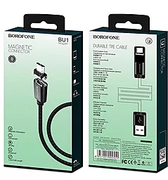 Кабель Borofone BU1 Magnet USB-A - micro USB 12w 2.4a 1м cable Black - мініатюра 7 Кабель Borofone BU1 Magnet USB-A - micro USB 12w 2.4a 1м cable Black - мініатюра 7