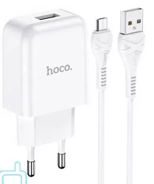 Сетевое зарядное устройство Hoco N2 2.1a home charger + micro USB cable white - фото 1
